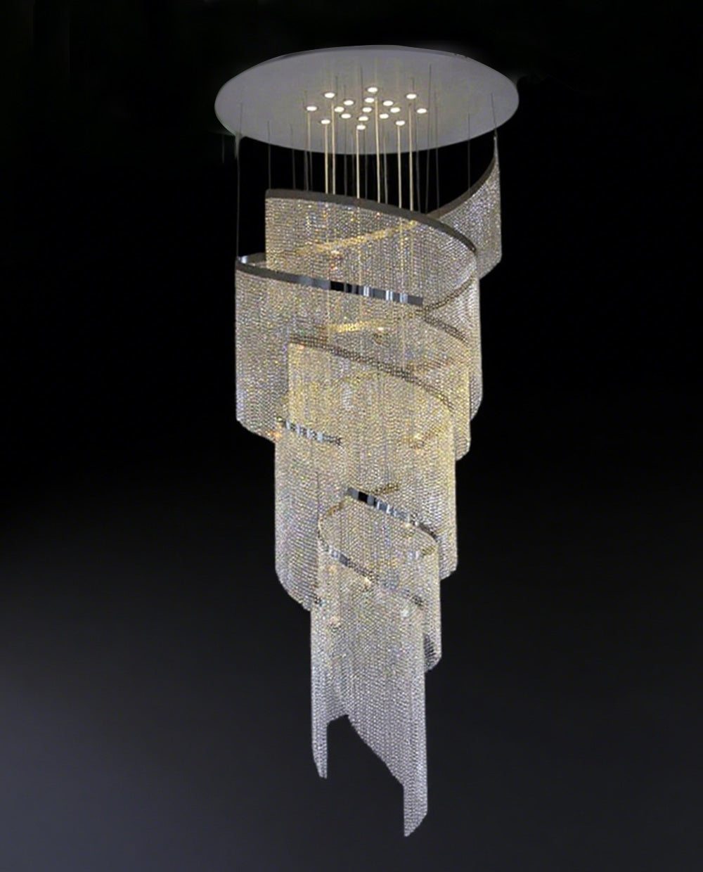 Contemporary Long Spiral Chandelier for Staircase 63"W 157"H-大吊灯-Jecanoli