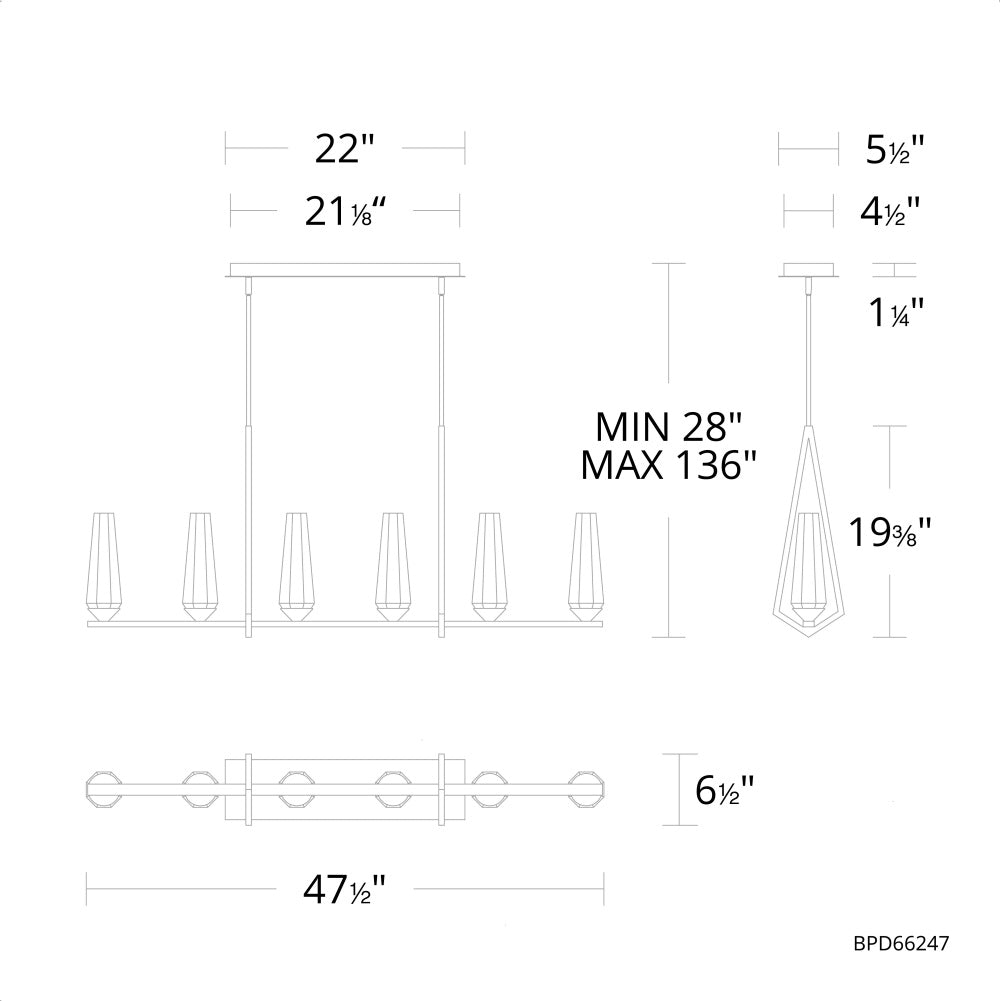Devotee Linear Chandelier 6 Light