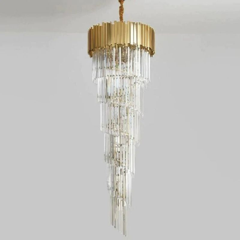 Bourbons Louis 2-Story Crystal Round Chandelier-Chandelier-Jecanoli