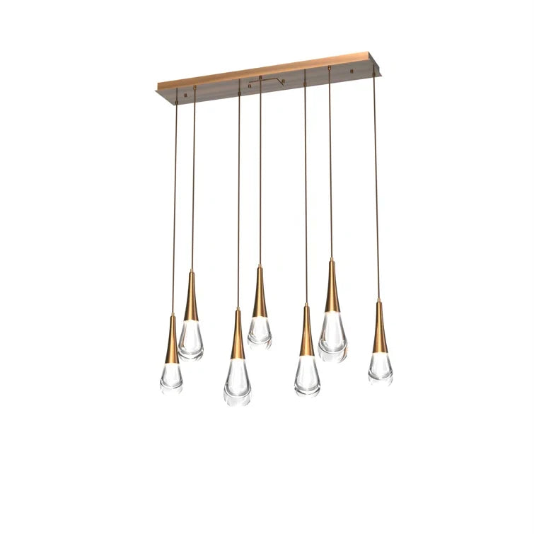 Rain 7-Light Linear Chandelier Pendant For Living room Family room Dining Room Bedroom