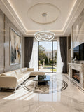 Custom Made 59'' Three Crystal Ring LED Chandelier Large Modern Chandelier for Hotel Lobby-大吊灯-Jecanoli