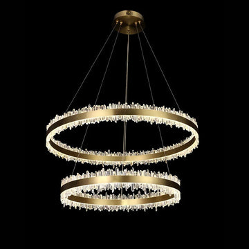 Double Round Rings Quartz Crystal Chandelier Hanging Modern Chandelier for Living Room-现代灯-Jecanoli