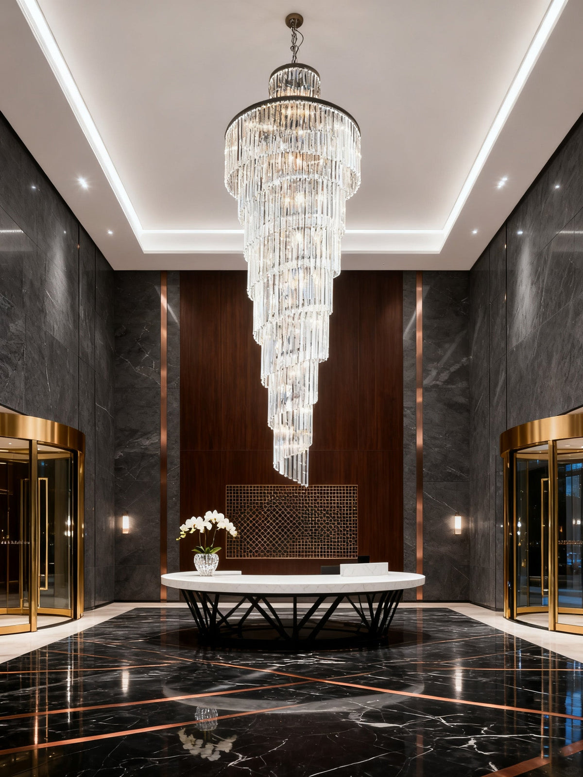 Long Spiral Crystal Chandelier for Staircase 39"W 118"H-大吊灯-Jecanoli