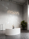70'' Linear Chandelier Modern Glass Teardop Dining Room Chandelier in Brass-现代灯-Jecanoli