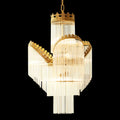 Sleek Small Modern Art Deco Brass & Glass Chandelier 19'' W x 27'' H – Perfect for Living Room Entryway Bedroom-铜灯-Jecanoli