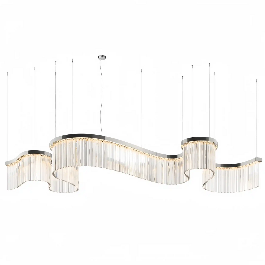 Contemporary Flowing Silhouette Waveform Glass Chandelier-Jecanoli