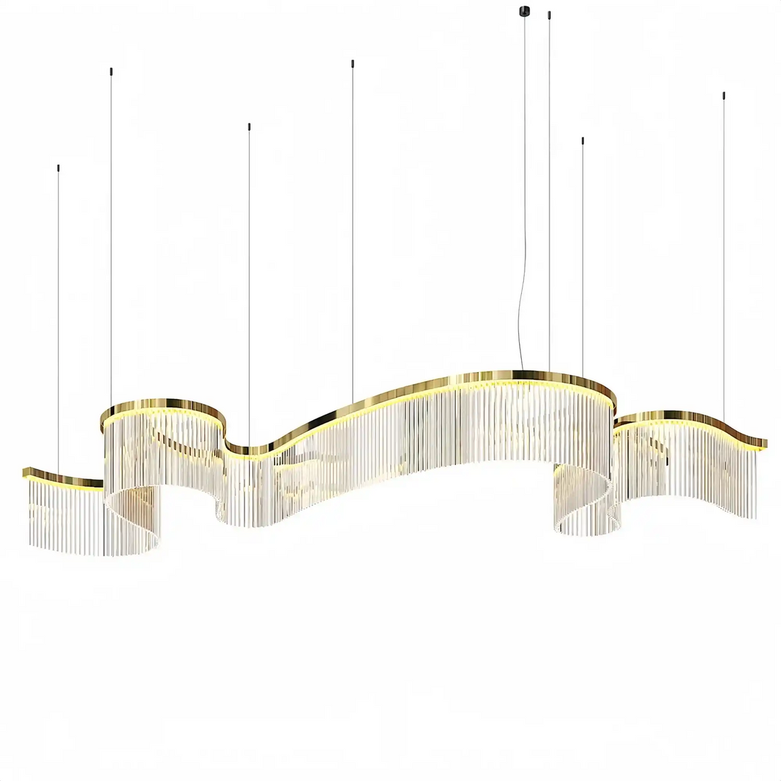 Contemporary Flowing Silhouette Waveform Glass Chandelier-Jecanoli