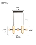 8-Light LED Linear Pendant Lighting in White Alabaster