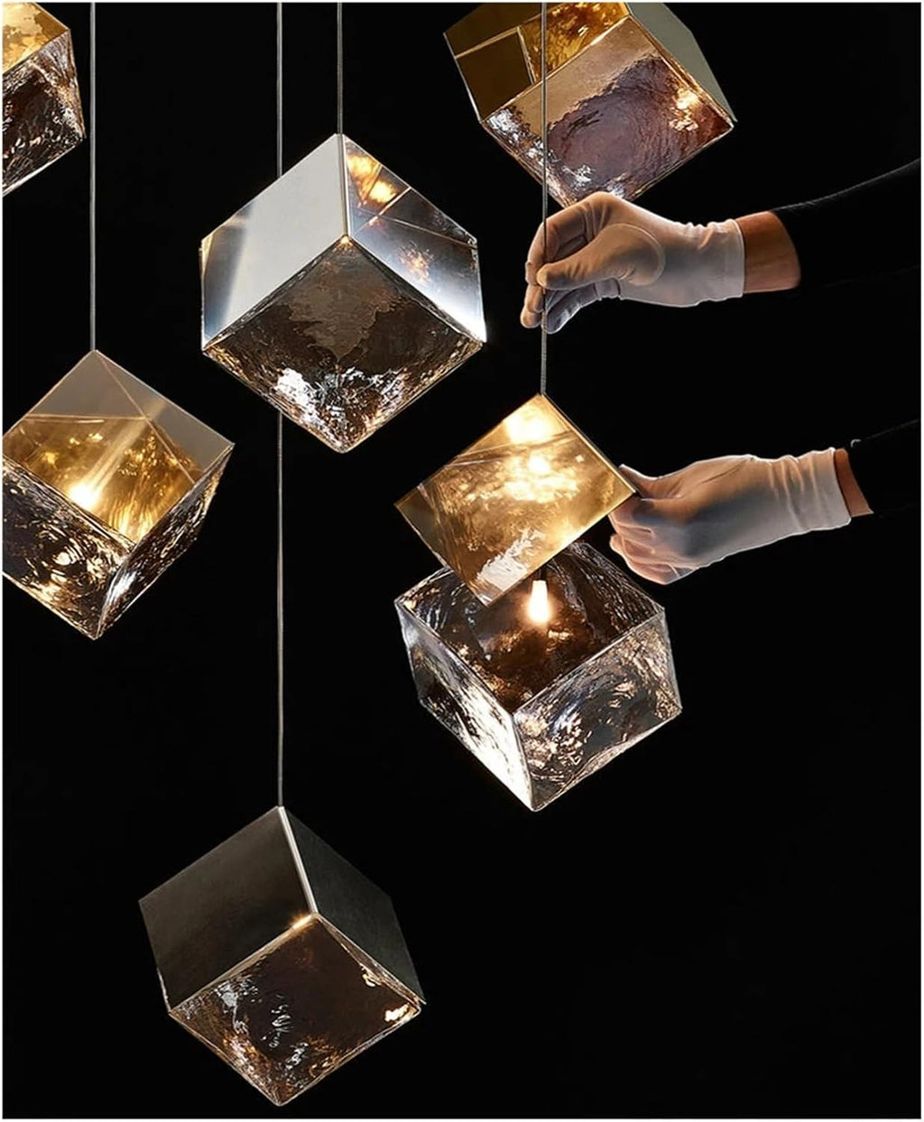 Modern G4 Led 26 Light Chandelier Glass Ice Cube Light Kitchen Living Room Ceiling Lighting Room