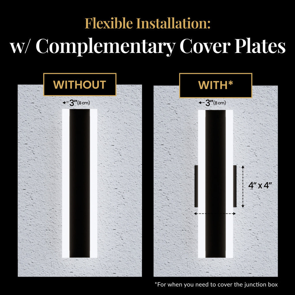 Haylen 59-Inch Modern Black Outdoor LED Wall Light, 3-Color Remote Dimming