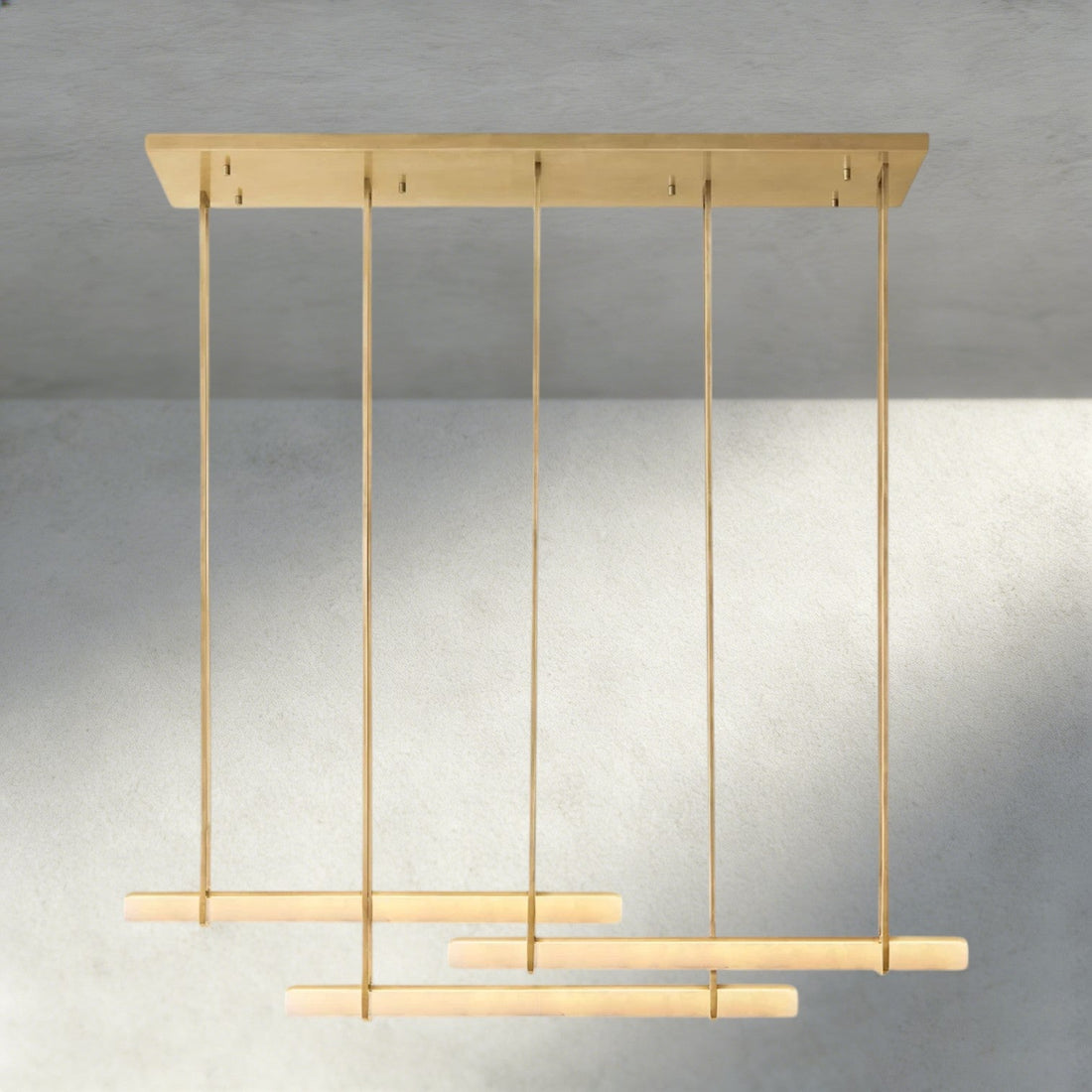 Audubon Alabaster Triple Bar Linear Chandelier-Jecanoli