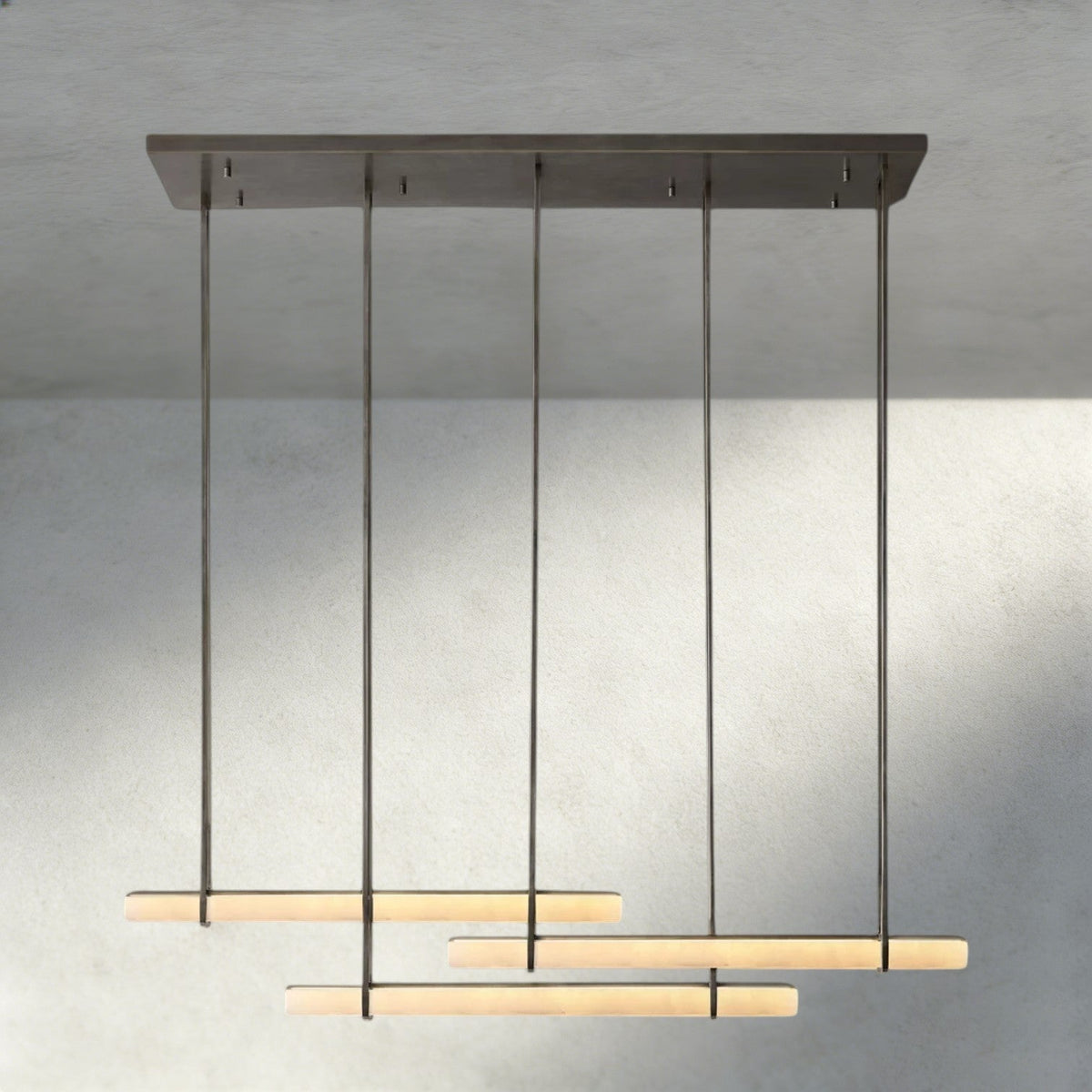 Audubon Alabaster Triple Bar Linear Chandelier-Jecanoli