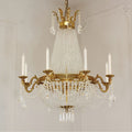 8/12/15 Lights Decorative Empire Brass Candles Crystal Chandelier Romantic Foyer Living Room Ceiling Light Fixture in Pure Copper Finish