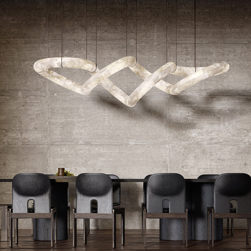 Designer Symmetrical Alabaster Pendant Chandelier-chandeliers for dining room,chandeliers for stairways,chandeliers for foyer,chandeliers for bedrooms,chandeliers for kitchen,chandeliers for living room-Jecanoli