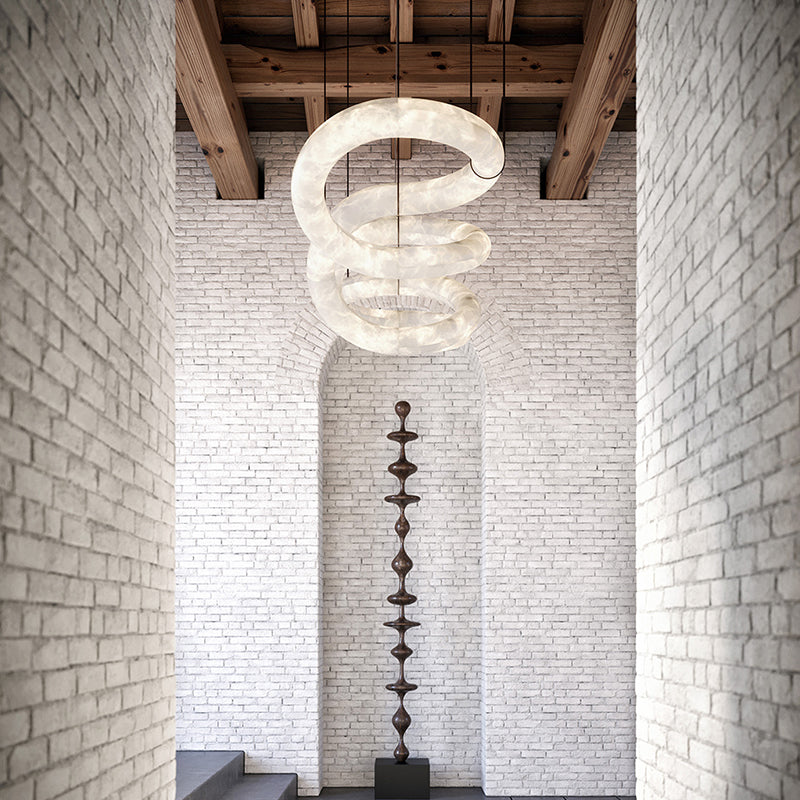 Designer Symmetrical Alabaster Pendant Chandelier-chandeliers for dining room,chandeliers for stairways,chandeliers for foyer,chandeliers for bedrooms,chandeliers for kitchen,chandeliers for living room-Jecanoli