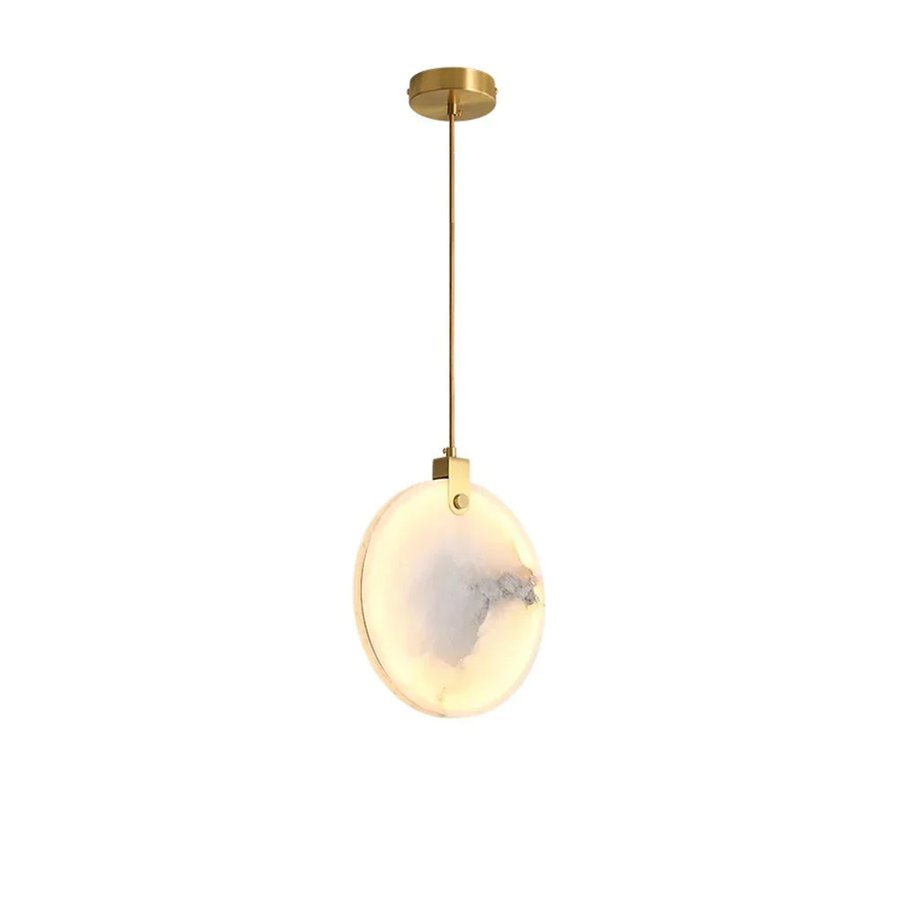 Moonshade Natural Marble Pendant Light with Adjustable Height