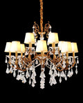 37X31 Inch 12-Light Candle Style Antique Brass Crystal Chandelier – Ideal for Dining Room & Foyer High Ceilings-铜灯-Jecanoli
