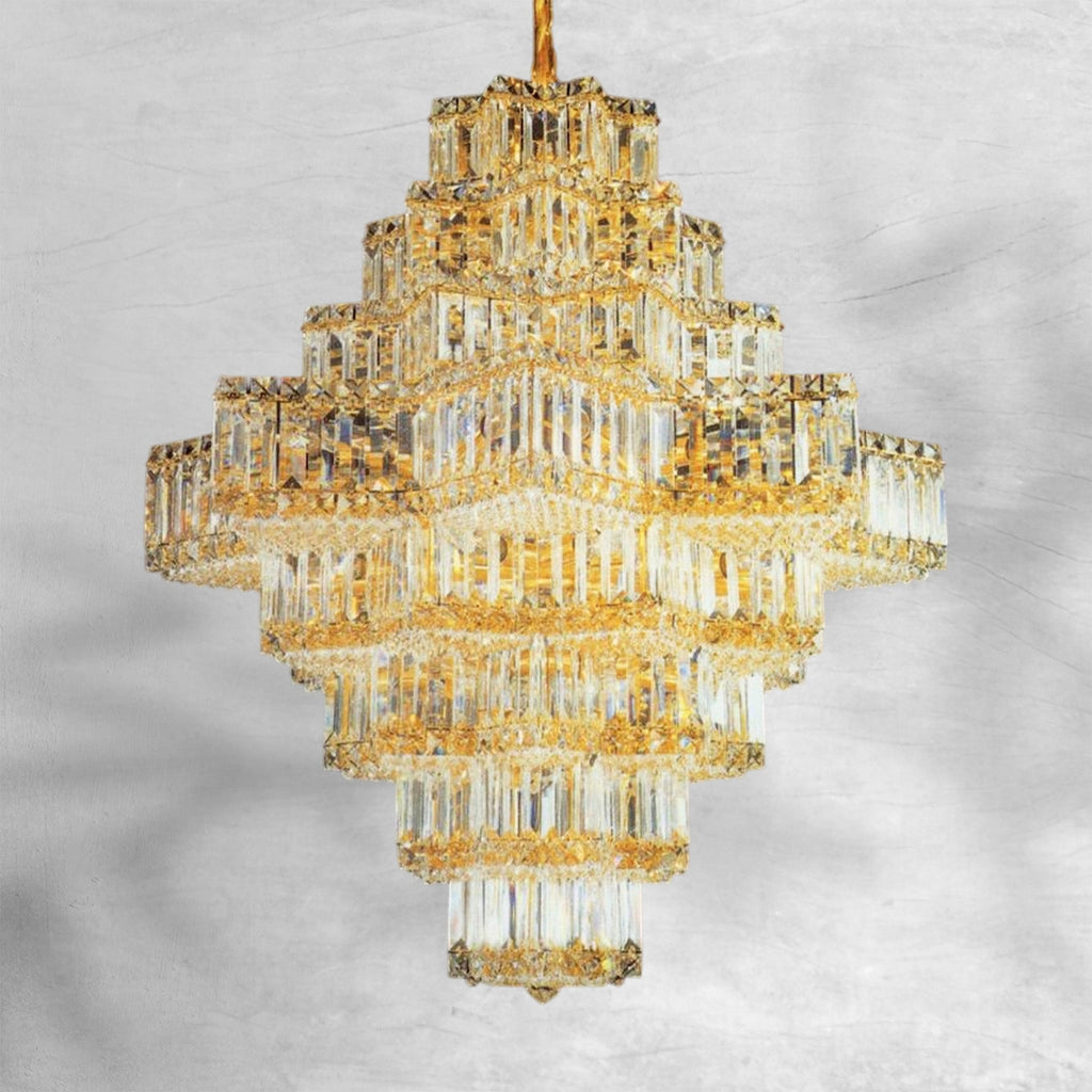 Celestia Grand Crystal Chandelier | Luxury Staircase & Entryway Lighting 36H