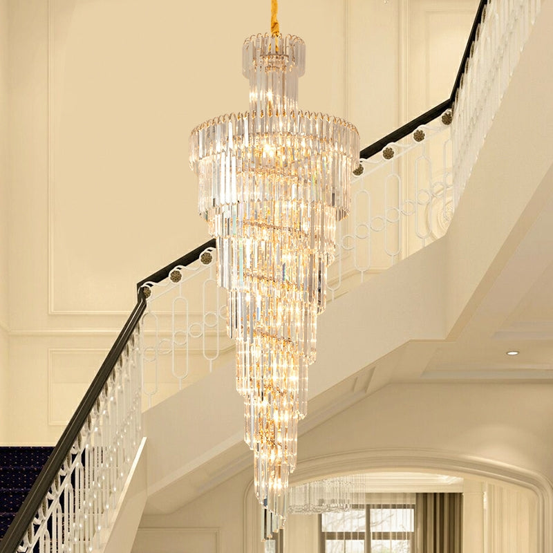 JE D39.4"*H236.2"/ 58 Lights Fabulous Extra Length modern Spiral Chandelier Long Crystal Ceiling Lighting For 2story house
