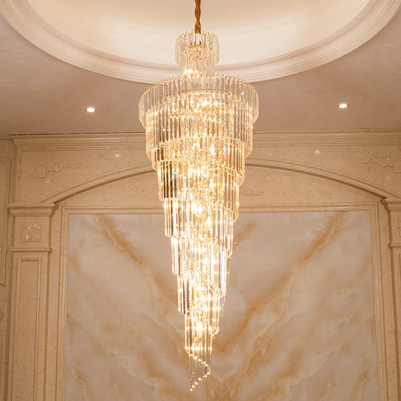 JE D39.4"*H236.2"/ 58 Lights Fancy Extra Length modern Spiral Chandelier Long Crystal Chandelier For Hallway