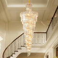 JE D39.4"*H236.2"/ 58 Lights Luxury Extra Large Foyer Spiral Staircase Chandelier Long Crystal Ceiling Light Fixture For Living Room Hall Entrance