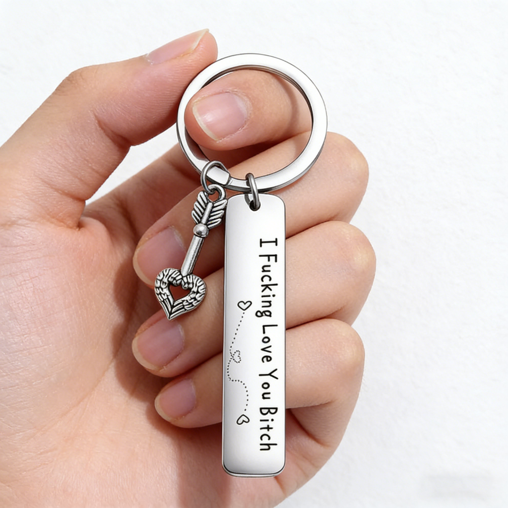 Funny Best Friend Keychain – Heart Key Charm