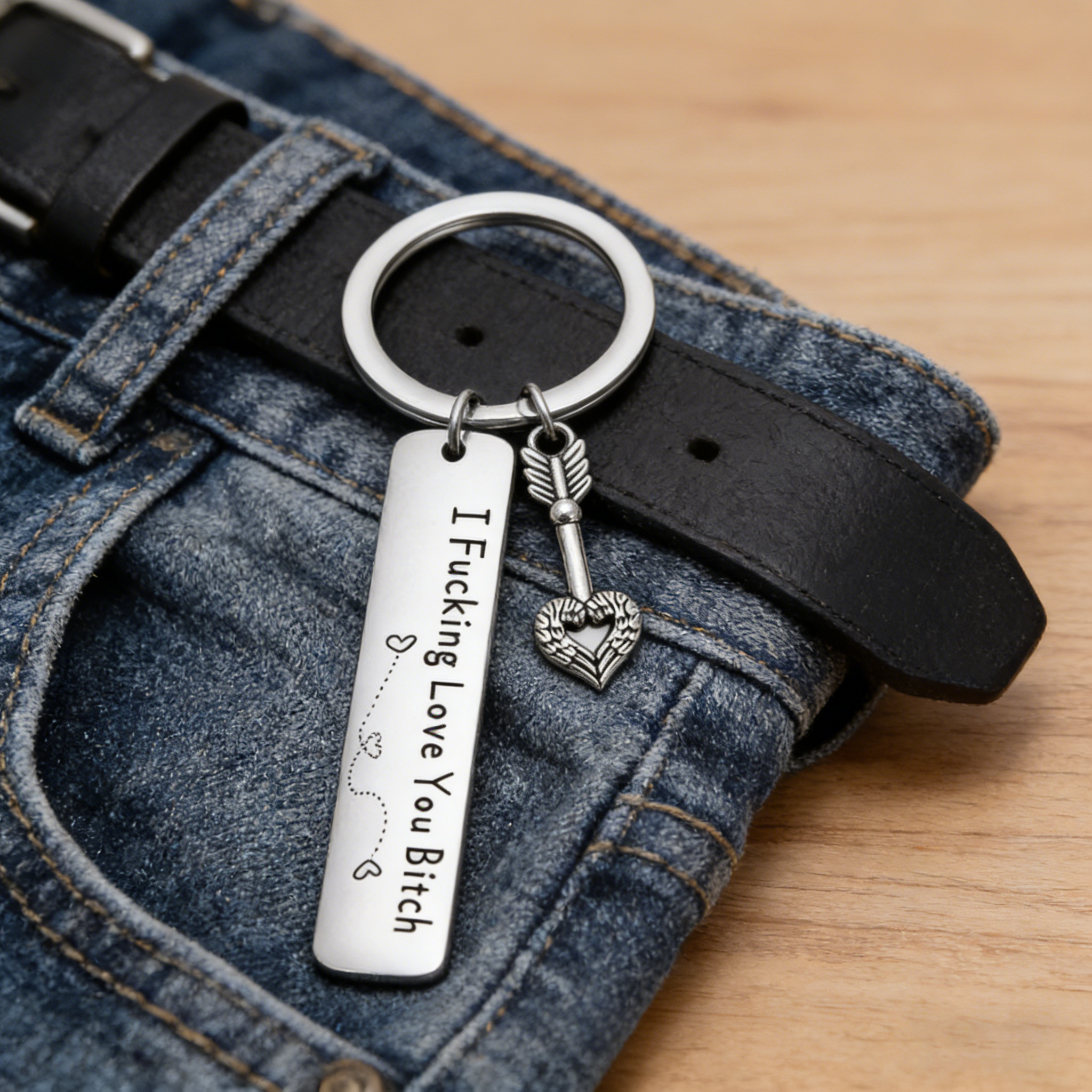 Funny Best Friend Keychain – Heart Key Charm