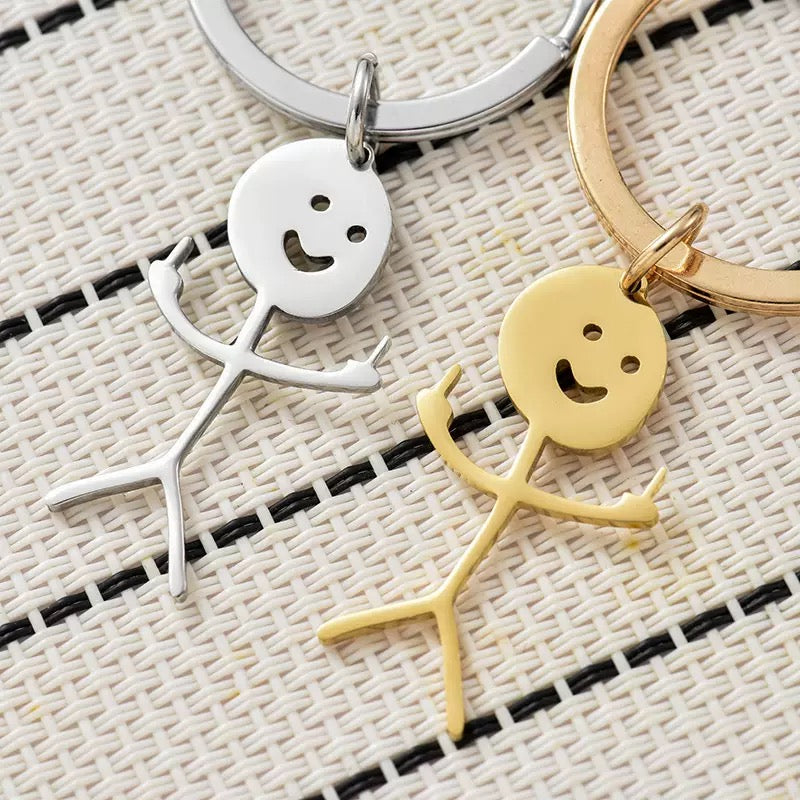 Funny Stick Figure Couple Keychain Set