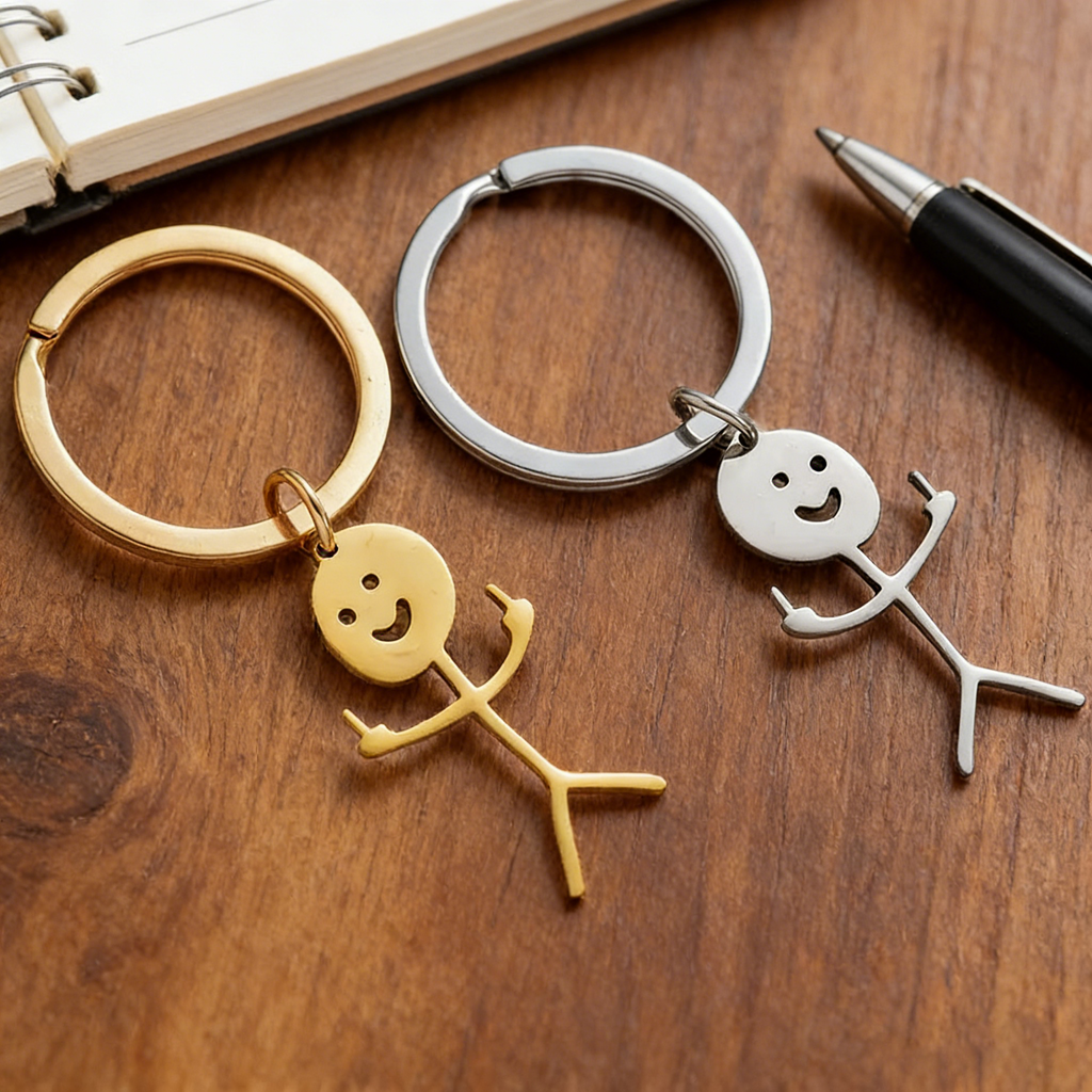 Funny Stick Figure Couple Keychain Set