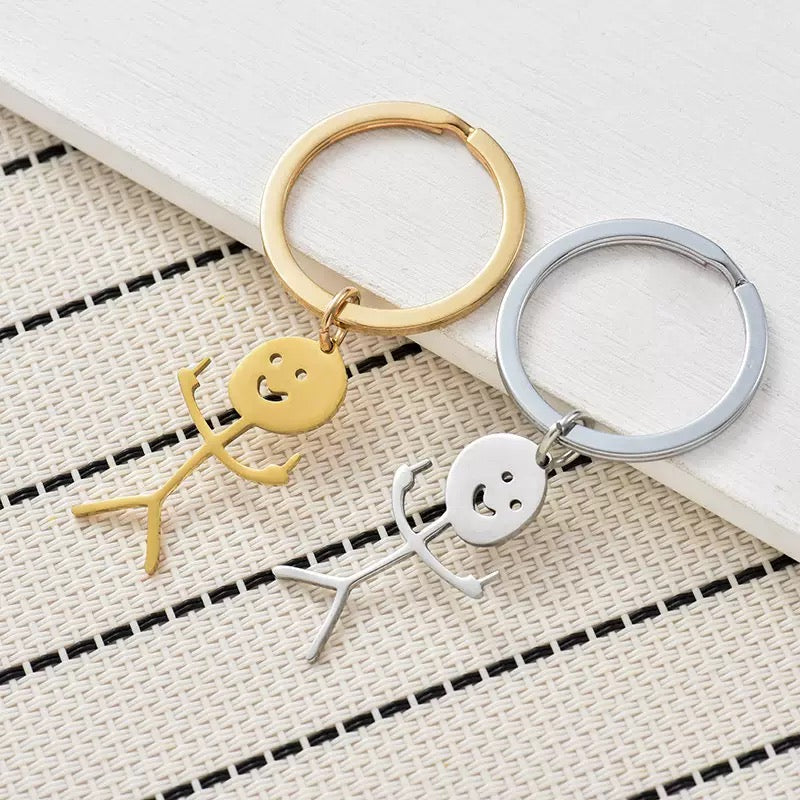 Funny Stick Figure Couple Keychain Set