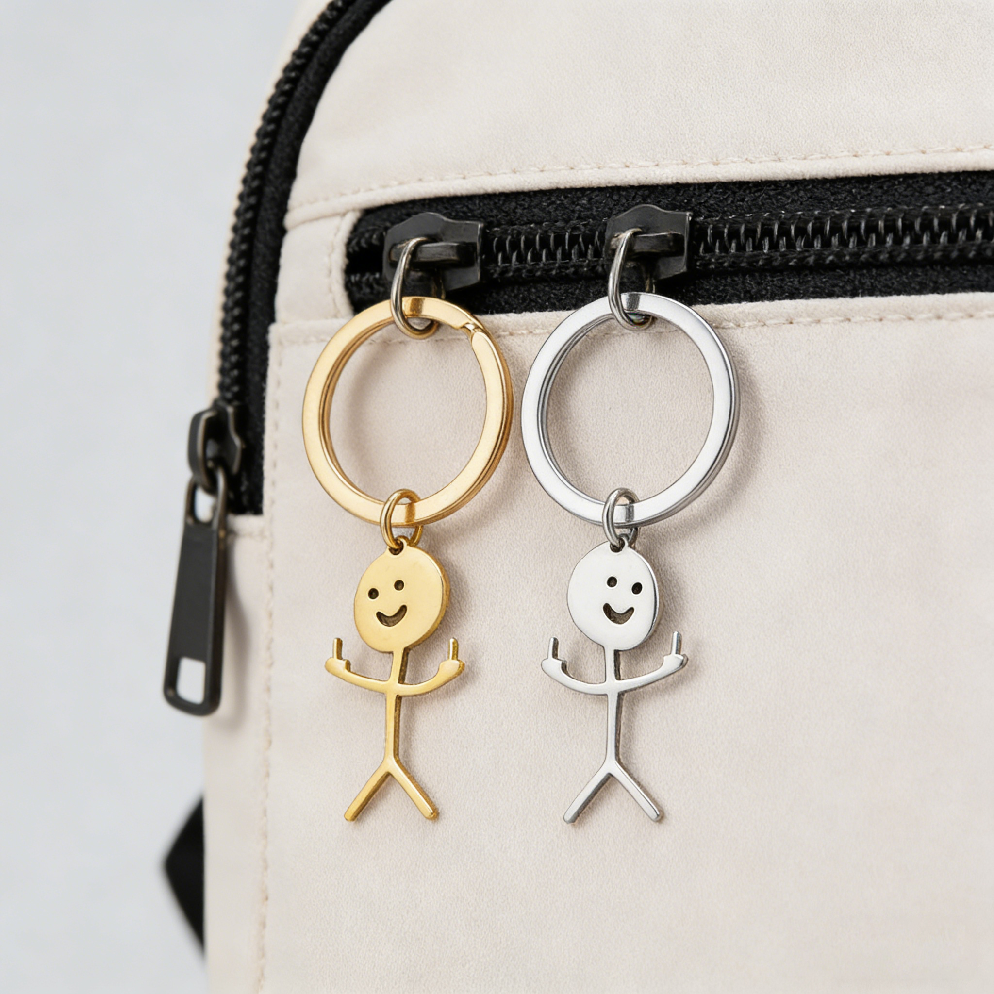Funny Stick Figure Couple Keychain Set