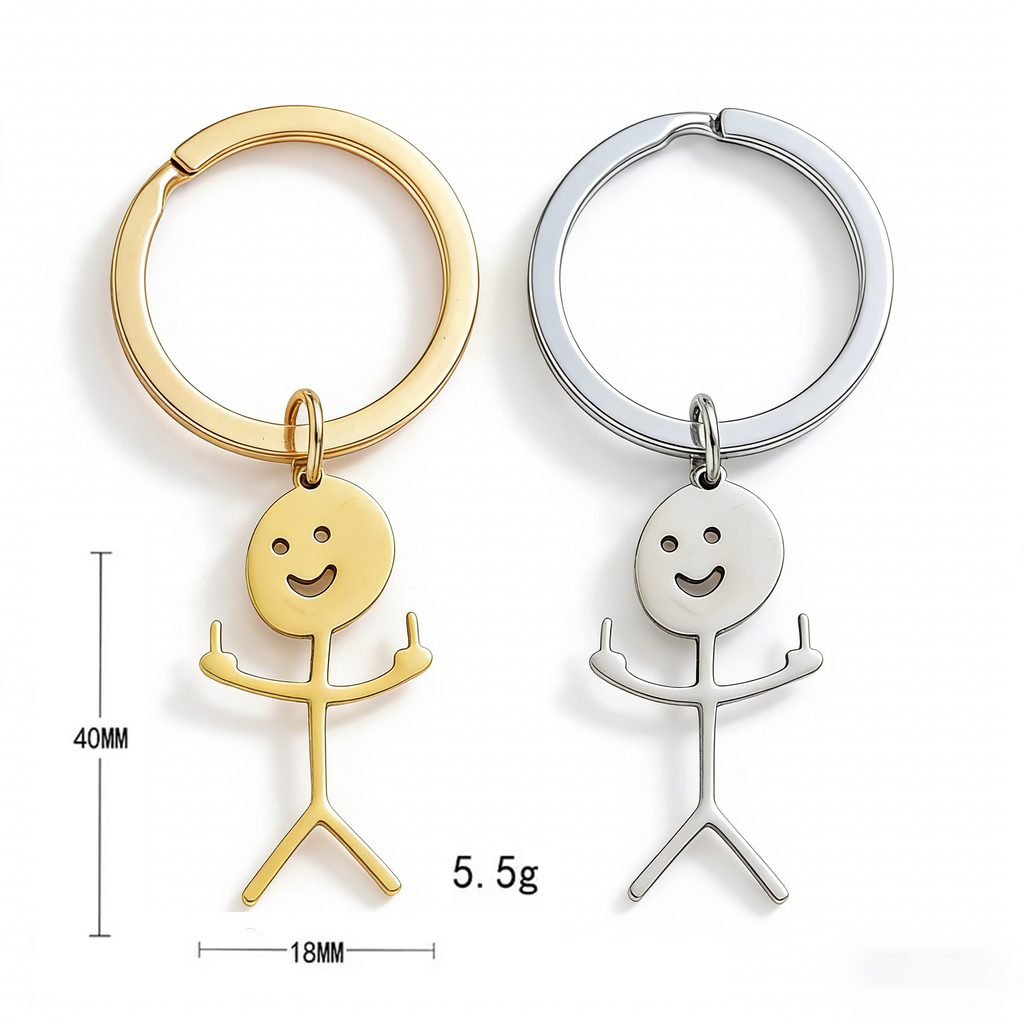 Funny Stick Figure Couple Keychain Set
