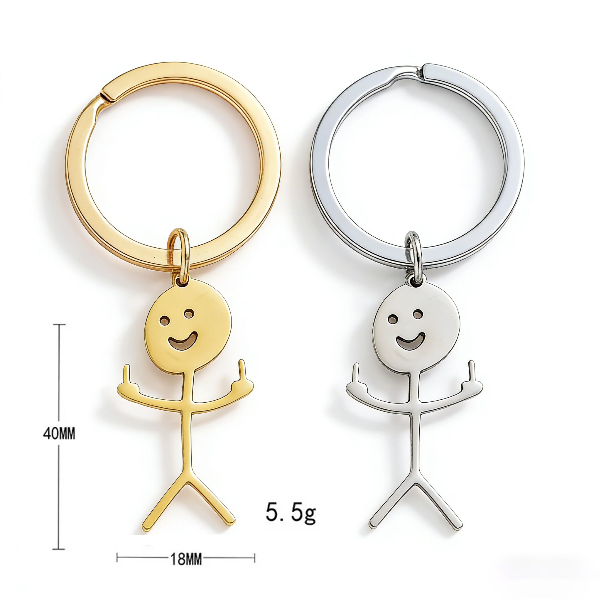 Funny Stick Figure Couple Keychain Set