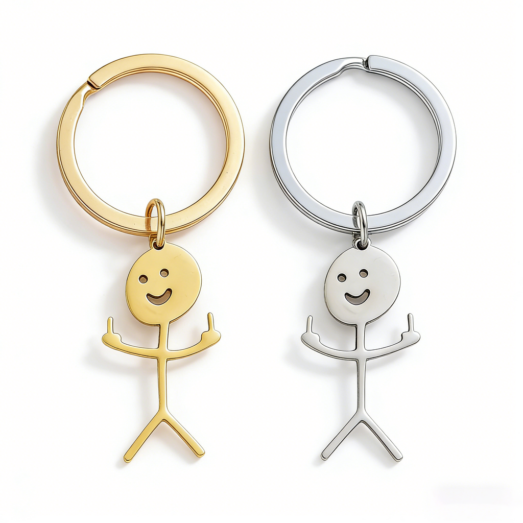 Funny Stick Figure Couple Keychain Set