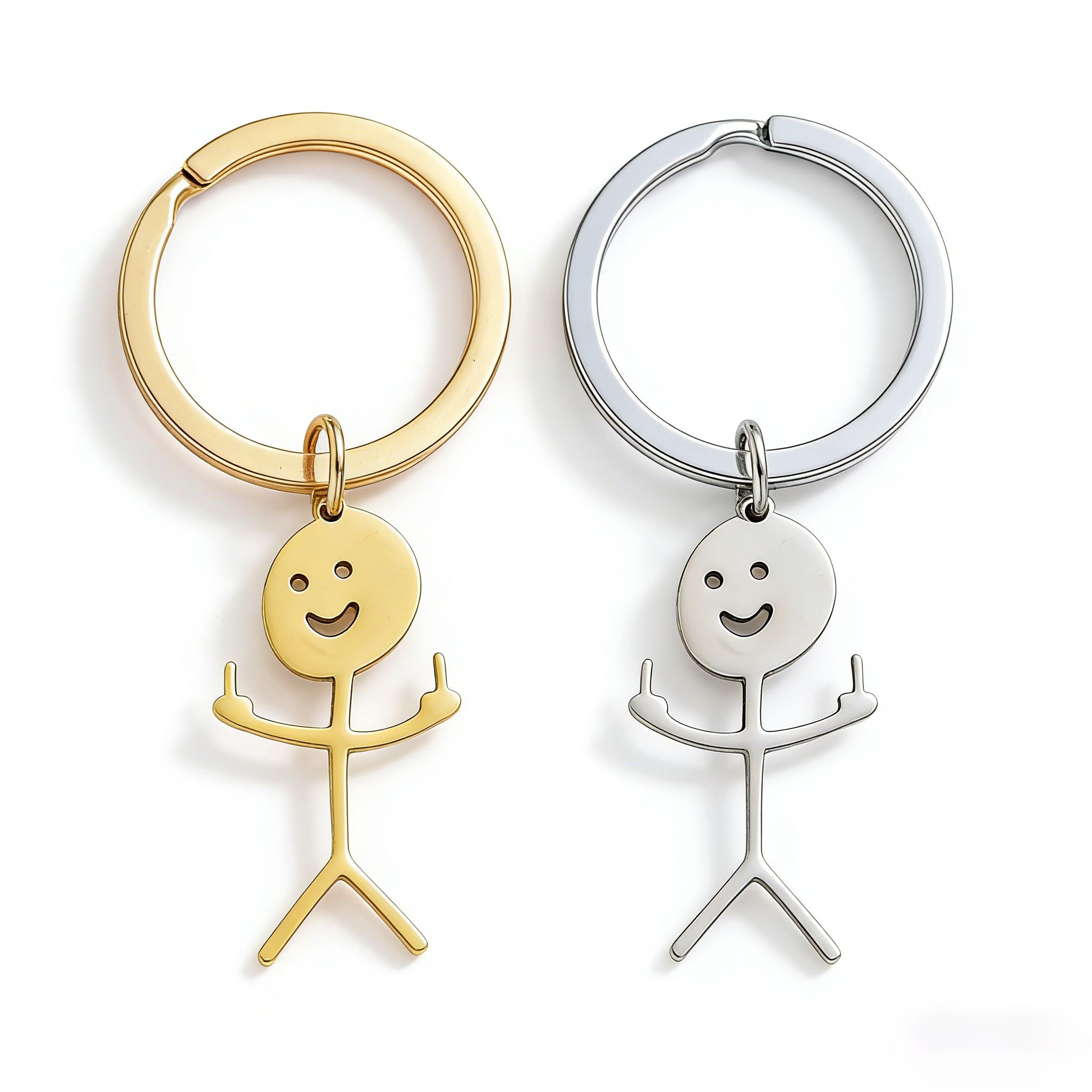 Funny Stick Figure Couple Keychain Set
