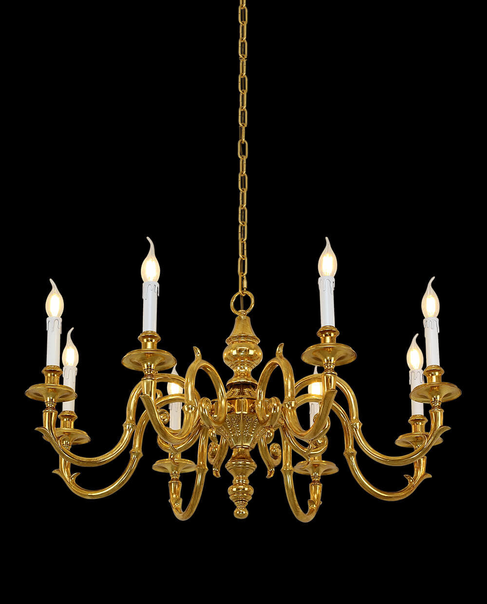 35X18 Inch 8 Lights Vintage French Gold Brass Chandelier for Master Bedroom-铜灯-Jecanoli