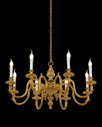 35X18 Inch 8 Lights Vintage French Gold Brass Chandelier for Master Bedroom-铜灯-Jecanoli