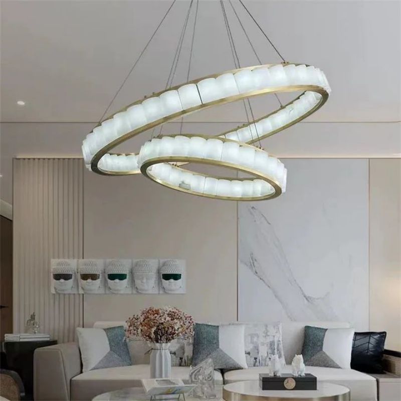 Alabaster Circle Round Chandeliers-Chandelier-Jecanoli