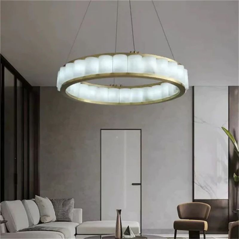 Alabaster Circle Round Chandeliers-Chandelier-Jecanoli
