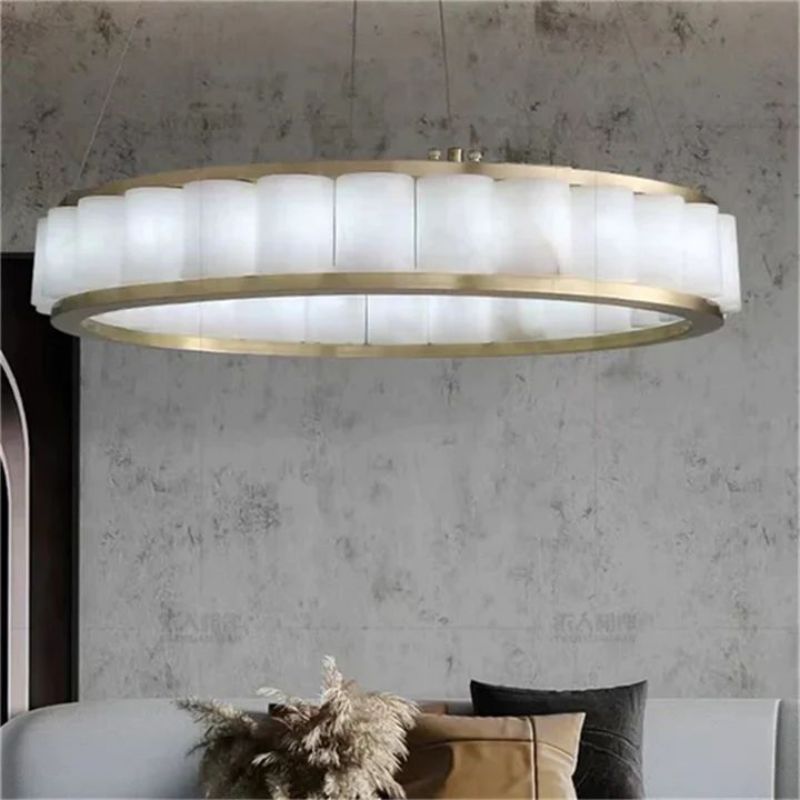 Alabaster Circle Round Chandeliers-Chandelier-Jecanoli