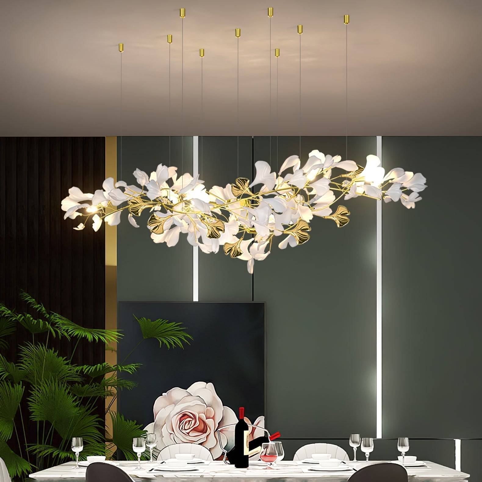 Gingko Ceramic Branch Chandelier Z