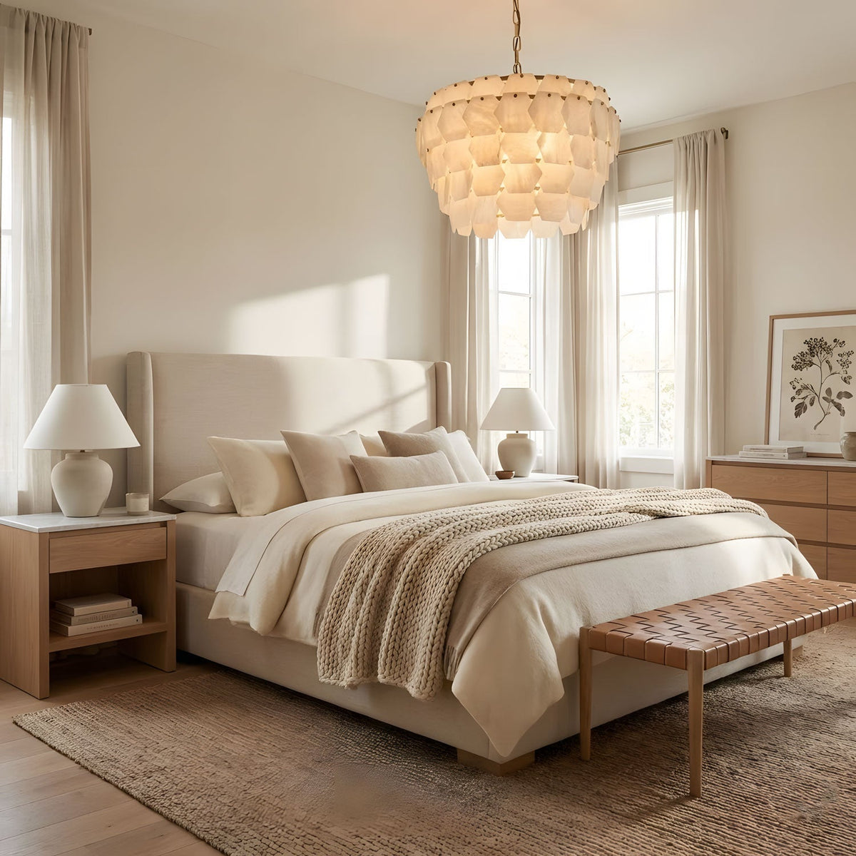 Elegant Hexa Cloud Alabaster Pendant Light-Chandelier-Jecanoli
