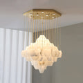 Elegant Hexa Alabaster Cascade Chandelier-Chandelier-Jecanoli
