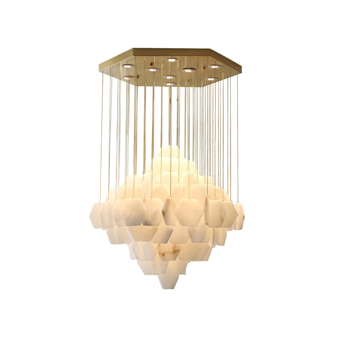 Elegant Hexa Alabaster Cascade Chandelier-Chandelier-Jecanoli