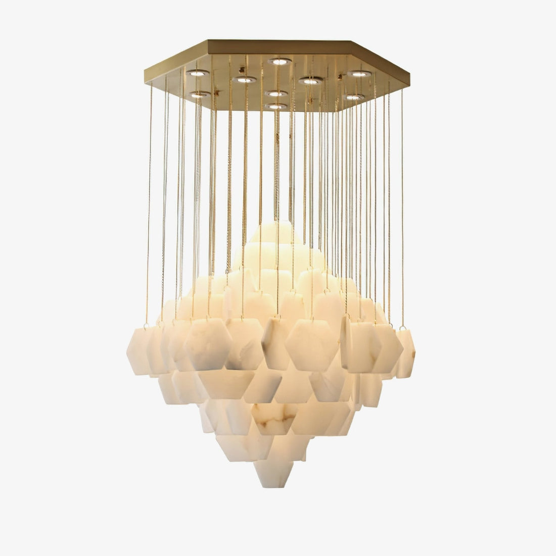 Elegant Hexa Alabaster Cascade Chandelier-Chandelier-Jecanoli