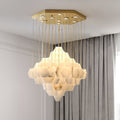 Elegant Hexa Alabaster Cascade Chandelier-Chandelier-Jecanoli