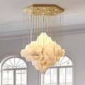 Elegant Hexa Alabaster Cascade Chandelier-Chandelier-Jecanoli