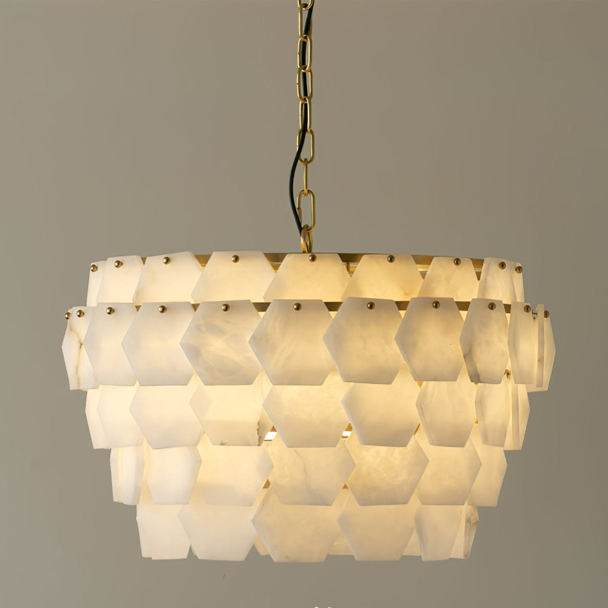 Elegant Hexa Cloud Alabaster Pendant Light-Chandelier-Jecanoli