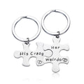 His Crazy Her Weirdo Puzzle Couple Keychain Set