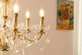 6 Lights Candle Style Small Gold Chandelier Luxury Brass Arm Chandelier with Acrylic Pearl Chains-铜灯-Jecanoli